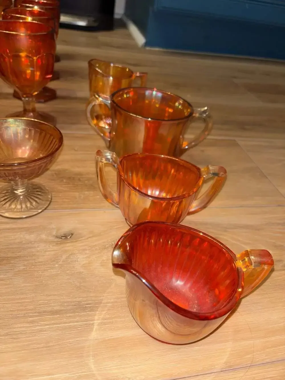 Vintage Marigold Carnival Glass Collection Fairy Light Glass Sunset Luminescent
